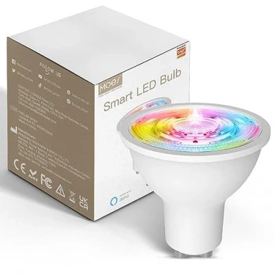 Imagen de MOES ZigBee LED Smart Bombilla GU10 RGB, 5W, blanco frío regulable y de colores, control por app voz, compatible con Alexa Google Assistant, 2200 6500K 345lm (requiere HUB ZigBee)