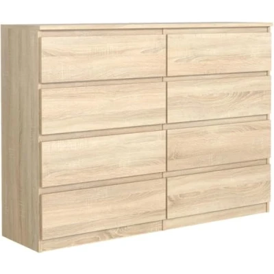 Imagen de MebLocker Cómoda con 8 cajones de 120 cm, ideal para salón, dormitorio, habitación los niños, dormitorio juvenil y oficina, solución moderna elegante almacenamiento organización estilo