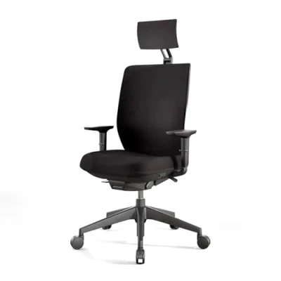Imagen de Silla de Oficina Profesional Actiu Trim Carbon Black Tapizado hasta 150 kg y Uso 24 Horas… (Brazos 3D, con Cabezal)