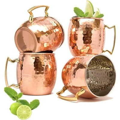 Imagen de Taza Moscow Mule de Zap Impex® revestida con níquel, hecha a mano, cobre puro martilleado (4)