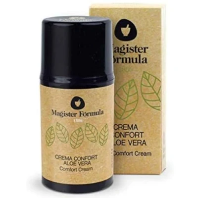 Imagen de Crema Aloe Vera Hidratante Confort 50 ml Extracto de Aceite 100% Puro Todo tipo piel Regeneradora facial Antiedad, Antiarrugas y Antimanchas Mujer Hombre Magister Formula