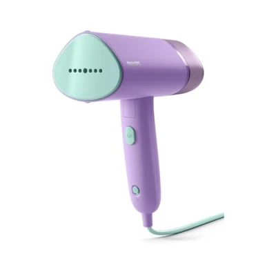 Imagen de Philips Domestic Appliances Serie 3000, Plancha Vertical, Vaporizador, 1000 W, 20 g/min de Vapor, Depósito Agua 100 ml Extraíble, Diseño Compacto y Plegable para Viajar, Morado (STH3010/30)