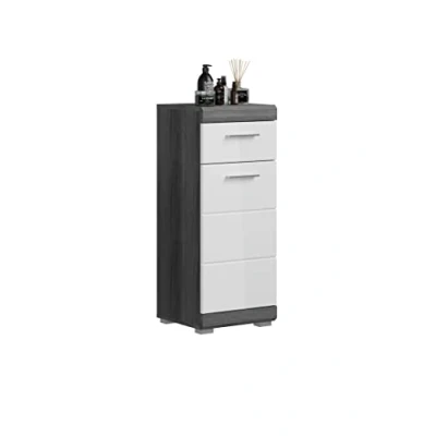 Imagen de xonox.home X06B2701, Madera de ingeniería, Frontal: Blanco Brillante frentes termoformados, Cuerpo: imitación Plata ahumada, 37 x 88 31 cm