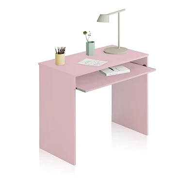 Imagen de Habitdesign Mesa de Ordenador con Bandeja extraíble, Escritorio Juvenil, Modelo I Joy, Color Rosa Nube, Medidas: 90 cm (Ancho) x 54 (Fondo) 79 (Alto)