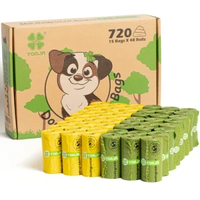 Imagen de YORJA Bolsas para Excrementos de Perro,48 Rollos/720 Unidades,Extra grueso,fuerte y a Prueba Fugas Biodegradable Caca Perro