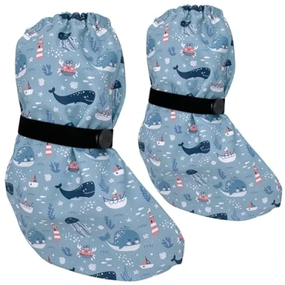 Imagen de HECKBO Botas de lluvia para bebés 3 a 18 meses impermeables con forro polar Animales marinos zapatos exterior recién nacidos y niños pequeños