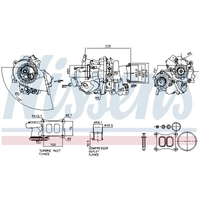 Imagen de NISSENS 93631 Turbocompresor de gases escape rerigerado por agua eléctrico con colector admisión SEAT: Leon III Hatchback