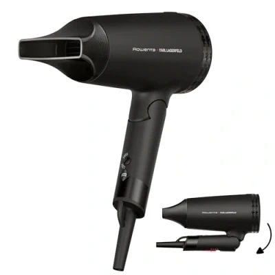 Imagen de Rowenta x Karl Lagerfeld Express Style Secador de pelo tecnología, ahorro energía, alta eficiencia, concentrador, secado fácil, golpe aire frío, mango plegable, doble voltaje, CV184L