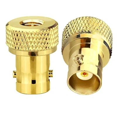 Imagen de TUOLNK SMA Macho a BNC Hembra Conector coaxial RF para Radio bidireccional Walkie Talkie Adaptador 2 Juegos Chapado en Oro