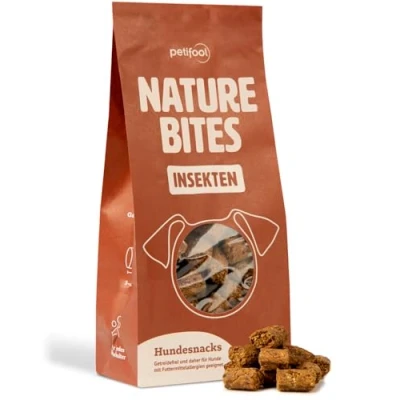 Imagen de petifool Nature Bites Insectos Aperitivo Natural para Perros y Verduras sin aditivos Artificiales Cereales 200 g de fabricación Alemana