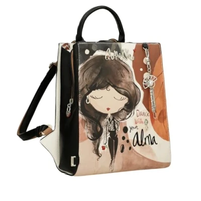 Imagen de Anekke Mochila Cuadrada Alma Estilo Moderno Compartimentos Múltiples y Bolsillos Traseros Medidas: 25x28x8 cm Accesorios Complementos Mujer