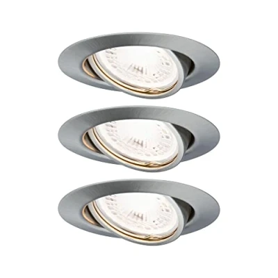 Imagen de Paulmann 93424 Luminaria empotrable LED Base, redonda, incl. 3x5 W regulable, foco empotrable, acero mate, Spot, metal, lámpara 3000 K GU10