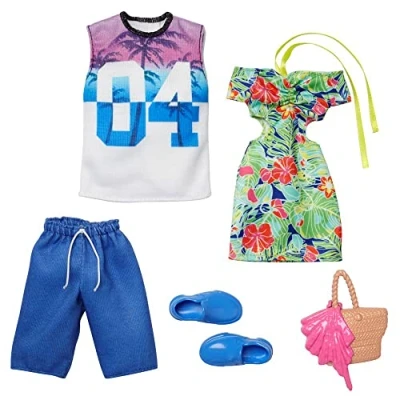 Imagen de Mattel Conjunto de Verano Moda Set Barbie y Ken HBV72 Ropa la Muñeca