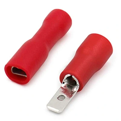 Imagen de Heschen Cable de vinilo desconexiones rápidas macho/hembra, totalmente aislado, 2,8 x 0,5 mm, para 1,5 mm² (22 16 AWG), color rojo