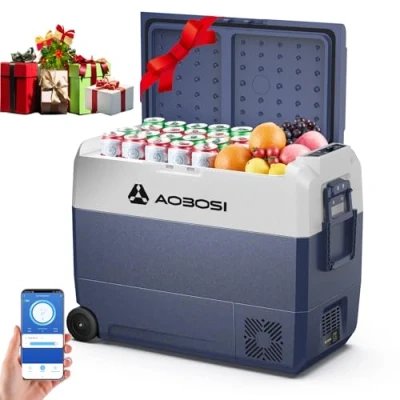 Imagen de AAOBOSI Nevera Portatil 60 L, Coche Doble Zona, 20 C a C, 12/24 V DC,100 240 AC, para Hogar, Camping, Viajes, Coche, Barco y Autocaravana, Zona única