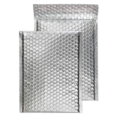 Imagen de Purely Packaging Sobres autoadhesivos (acolchados con papel de burbujas, C5+, 250 x 180 mm, 100 unidades), acabado cromado metalizado