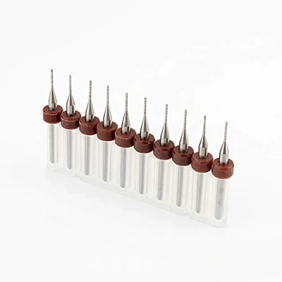 Imagen de 10 brocas de carburo, hoja acero tungsteno 0,8 mm, herramienta broca grabado CNC/PCB, juego micro para placa circuito PCB, fabricación joyas PCB Dremel