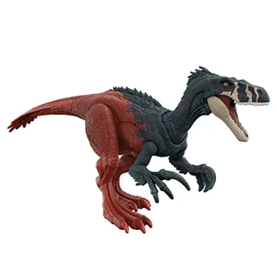 Imagen de Mattel Jurassic World Dominion Roar Strikes Megaraptor Dinosaurio figura de acción con sonidos, juguete +4 años (HGP79)