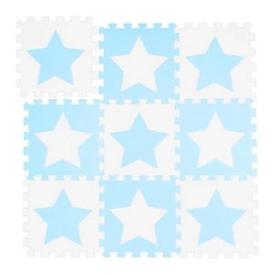 Imagen de Relaxdays Alfombra Puzle Bebé, 9 Piezas, Goma EVA, Colchoneta Niños, sin Sustancias Nocivas, Suelo Juego, Blanco y Azul, Set de