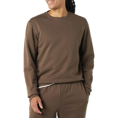 Imagen de Amazon Essentials Sudadera de Forro Polar con Cuello Redondo (Disponible en Tallas Grandes y Largos Especiales) Hombre, Marrón Medio, XL