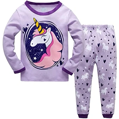 Imagen de Qzrnly Niña Pijamas Manga Larga De 2 Piezas para Ninas 100% Algodon