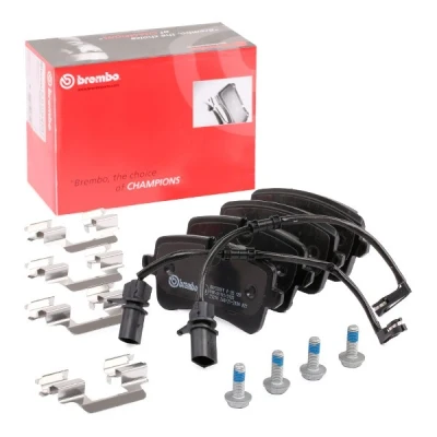 Imagen de BREMBO P 85 120 Juego de pastillas freno con contacto avisador desgaste tornillos pinza accesorios AUDI: A8 D4, A4 B9 Avant