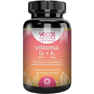Imagen de Vitaminas para Reforzar el Sistema Inmunológico Vitamina D3 + K2 Contribuye al Funcionamiento Normal de los Músculos Propiedades Antioxidantes 60 Cápsulas Vegetales