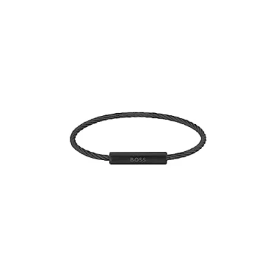 Imagen de BOSS Jewelry Pulsera de alambre para Hombre Colección ALEK Acero inoxidable, Negro, Talla única