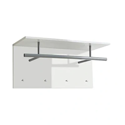 Imagen de FMD Möbel Spot UP Perchero de Pared, Madera, Blanco Brillante, 72 x 29.5 35 cm