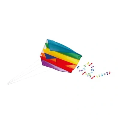 Imagen de Paul Günther 1173 Cometa monohilo Mini Parafoil con Motivo de Arco Iris, poliéster Robusto, para niños a Partir 6 años, manivela, Cuerda y Cola, tamaño Aprox. 60 x 51 cm, Multicolor (1173)