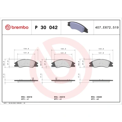 Imagen de BREMBO P 30 042 Juego de pastillas freno con avisador acústico desgaste sin accesorios KIA: Cerato Berlina, Hatchback