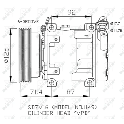 Imagen de NRF 32267 compresor de Aire Acondicionado SD7V16 12 PAG 46 con aceite RENAULT: CLIO 2