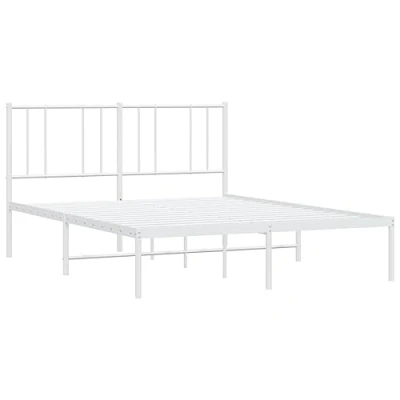 Imagen de vidaXL Estructura de Cama Metal con cabecero Blanca 120x190 cm, armazón Cama, Metal, Marco