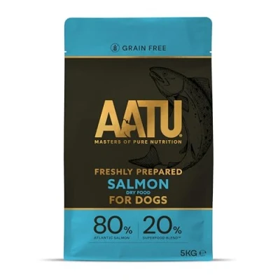 Imagen de AATU Dog 80/20 Comida Seca para perro, Salmón, Alto en proteínas, Receta libre de cereales, Sin ingredientes artificiales, 5 kg