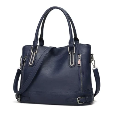 Imagen de VINBAGGE bolso bandolera de piel sintética para mujer, Messenger Hobo, mano, gran capacidad el trabajo, compras, fiesta, viaje, azul, medium, Vintage