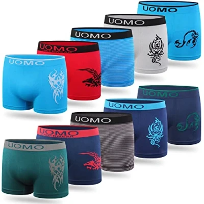 Imagen de L&amp;K Pack de 10 Calzoncillos Bóxer niño a Partir 7 años Retroshorts sin molestas Costuras Laterales en Modelos Diferentes 1209MF 152 158…