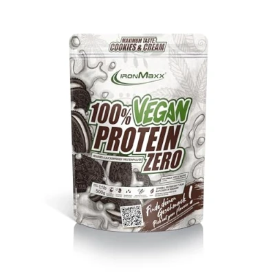 Imagen de IronMaxx proteína 100% vegana Cero galletas &amp; crema bolsa de 500g en polvo 4 componentes y sin azúcar aspartamo