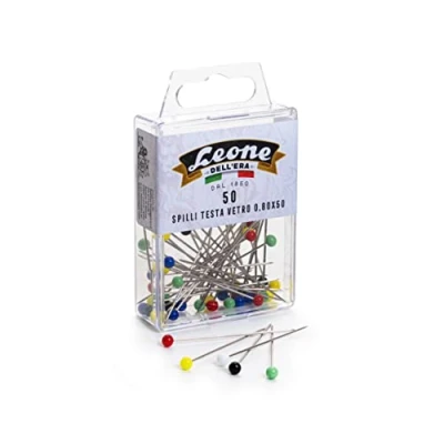Imagen de Leone Dell&#039;Era APSCV080050 Alfileres Cabeza Cristal, Hierro niquelado, mm. 0,80x50 50 pz