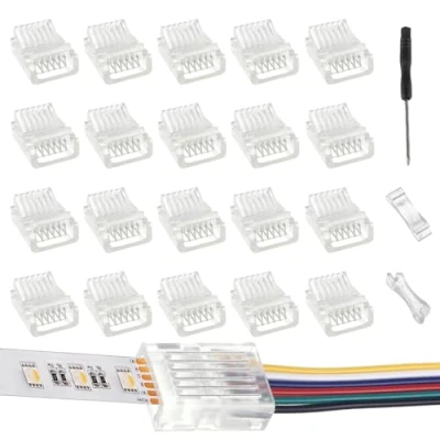 Imagen de EPLZON 6Pin 12mm Conector de Tira LED rápido luz Cinta conectores sin Soldadura para monocromática SMD 5050/5630 10mm Ancho(20piezas)