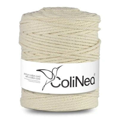 Imagen de ColiNea Cordón de Algodón con Núcleo 5mm 200m Cuerda Trenzada Macramé Jardín Manualidades DIY (Marfil)