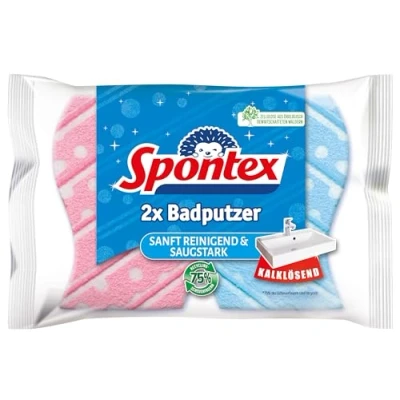 Imagen de Spontex Limpiador de baño, 2 esponjas adecuado para todas las superficies del forma extra antideslizante, color no seleccionable