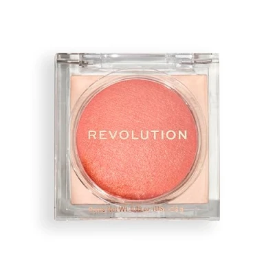Imagen de Revolution, Beam Bright Blush, Colorete en Polvo para el Rostro, Mezclable y Modulable, Acabado Luminoso Mejillas Radiantes, Vegano Libre de Crueldad, Peach Pop