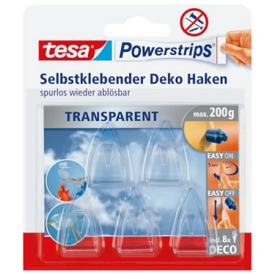 Imagen de tesa Powerstrip Ganchos decorativos, Transparente, Normal