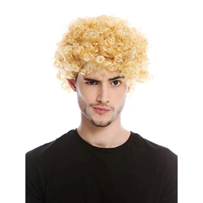 Imagen de WIG ME UP PW0186 P03 Peluca Mujeres Hombres Halloween Carnaval rizos Rizado Afro Corto Rubio