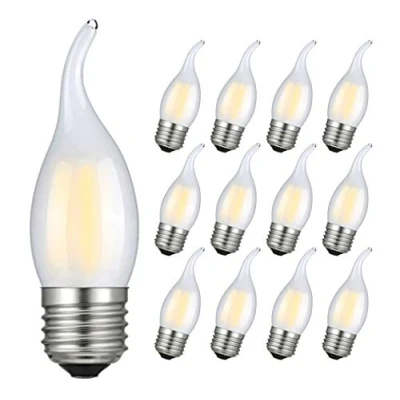 Imagen de RANBOO Bombillas LED Vela Casquillo Gordo 4W equivalente a 40W, Blanco Frío 6500K, 400 Lúmenes, Bombilla E27, No Regulable, Vidrio Mate, 12 Unidades