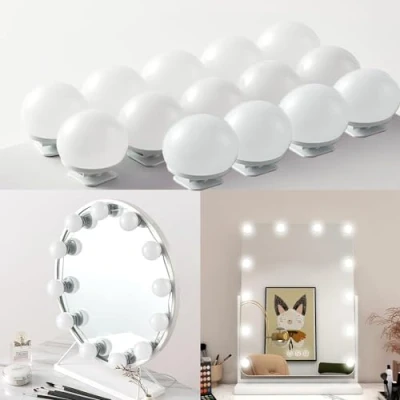 Imagen de Qtuie Luci da Specchio 14 LED per Trucco 3 Colore Make up Bulbi Lampadina di Hollywood Regolabili Lampada Luce Truccarsi Cosmetico (14)