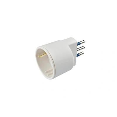 Imagen de POLY POOL PP0433S Adaptador Enchufe Pequeño 10A y Toma de Corriente Alemana 250 V Blanco 1 PIEZA en Tecnopolímero 16A Made in Italy