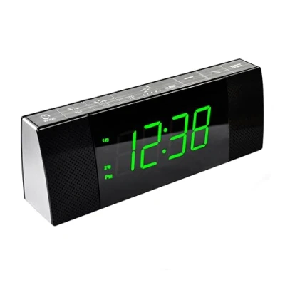 Imagen de iTOMA Radio de Reloj Alarma cabecera con Altavoz Bluetooth, Pantalla LED Green Jade Bombardeo, FM Temporizador sueño, Dual botón Encendido/Apagado CKS503U