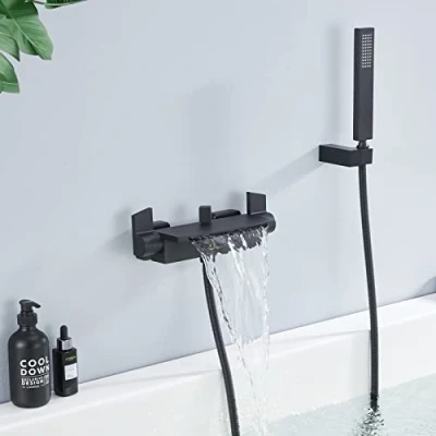 Imagen de HOMELODY Grifo de Bañera Cascada Nero con Ducha Monomando Griferia