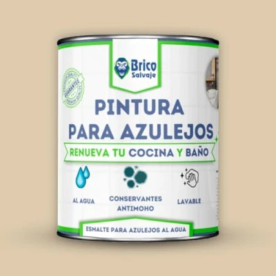 Imagen de BRICOSALVAJE Pintura para Azulejos Cocina y Baño al Agua SATINADO Sin Imprimación Lavable Gran dureza (Moreno, 4 Litros)